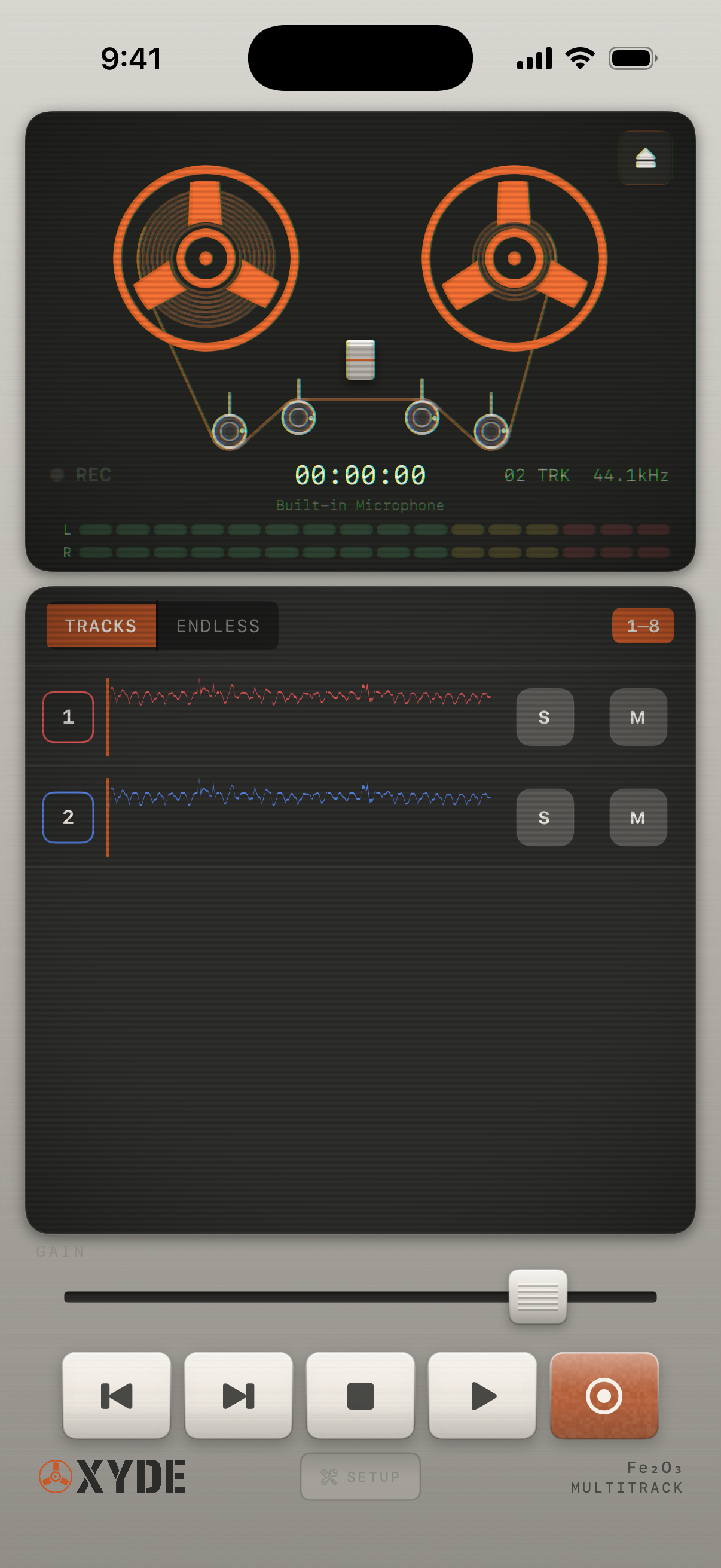 Oxyde with two tracks laid down
