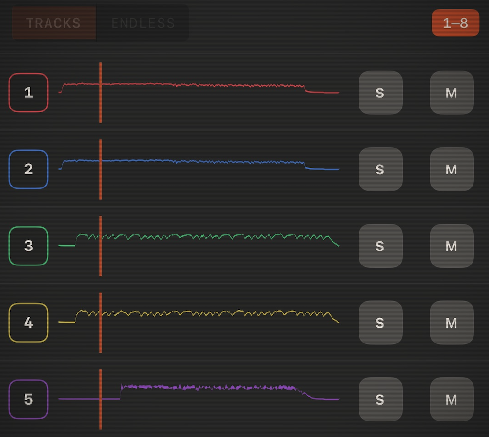 Oxyde multitrack view with stacked tape tracks