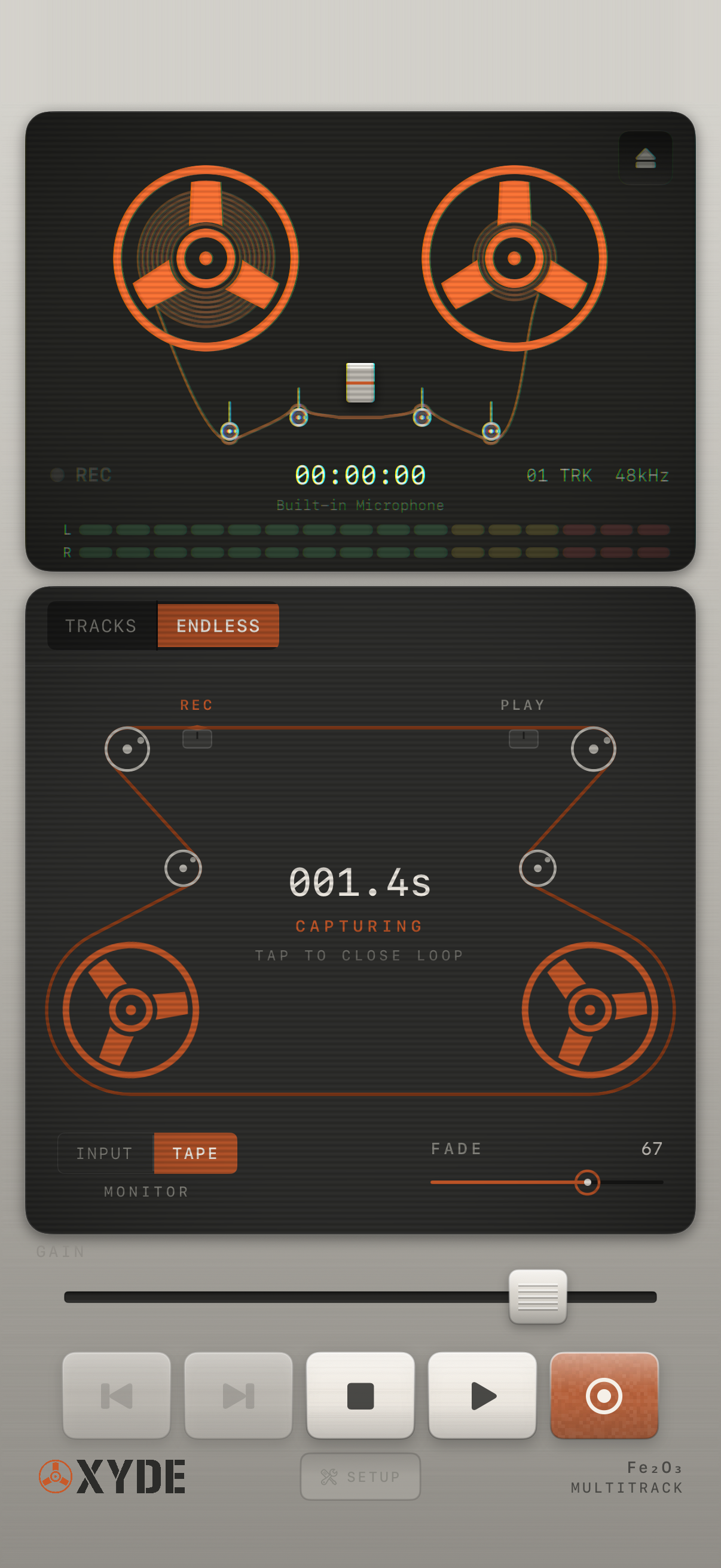 Oxyde multitrack deck with reels and the ENDLESS loop below