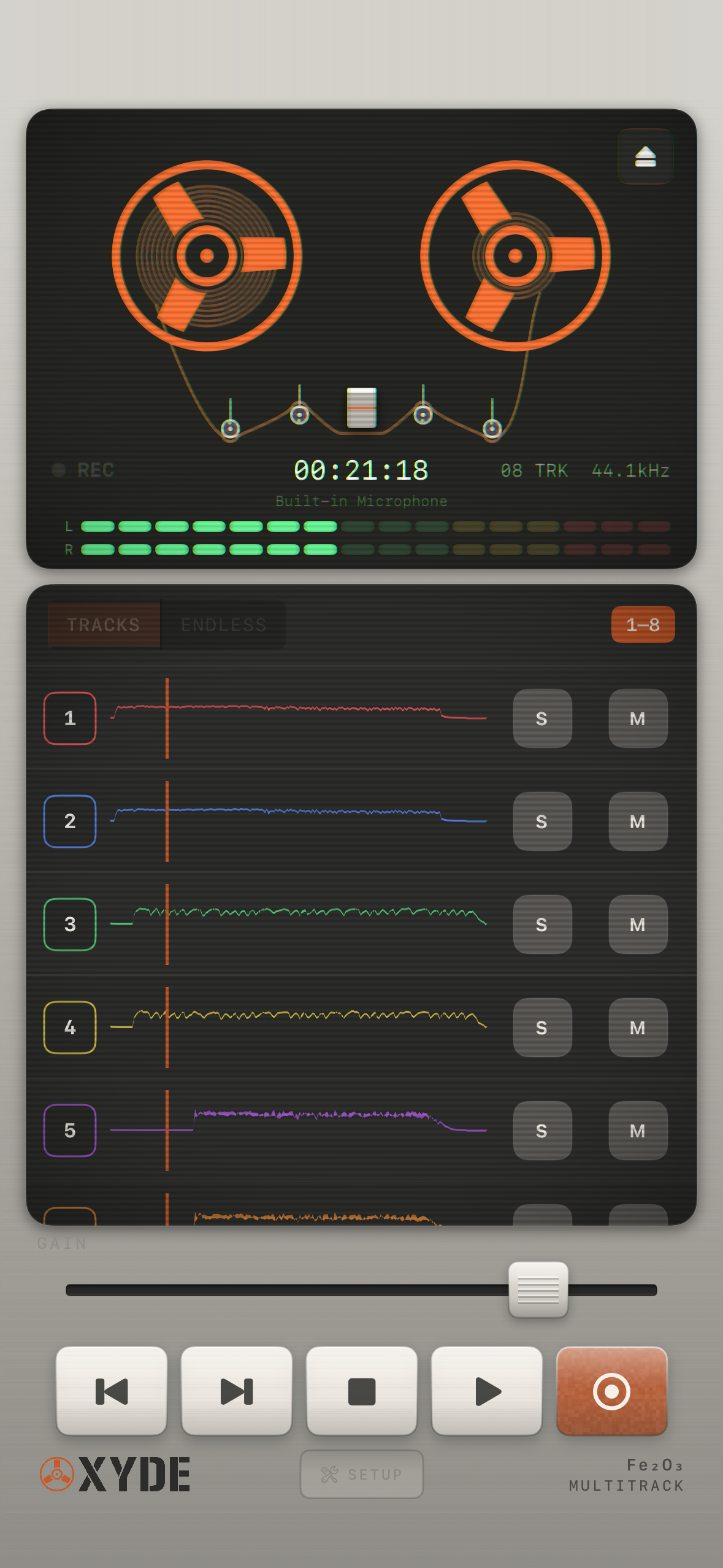 Oxyde recording across eight tracks