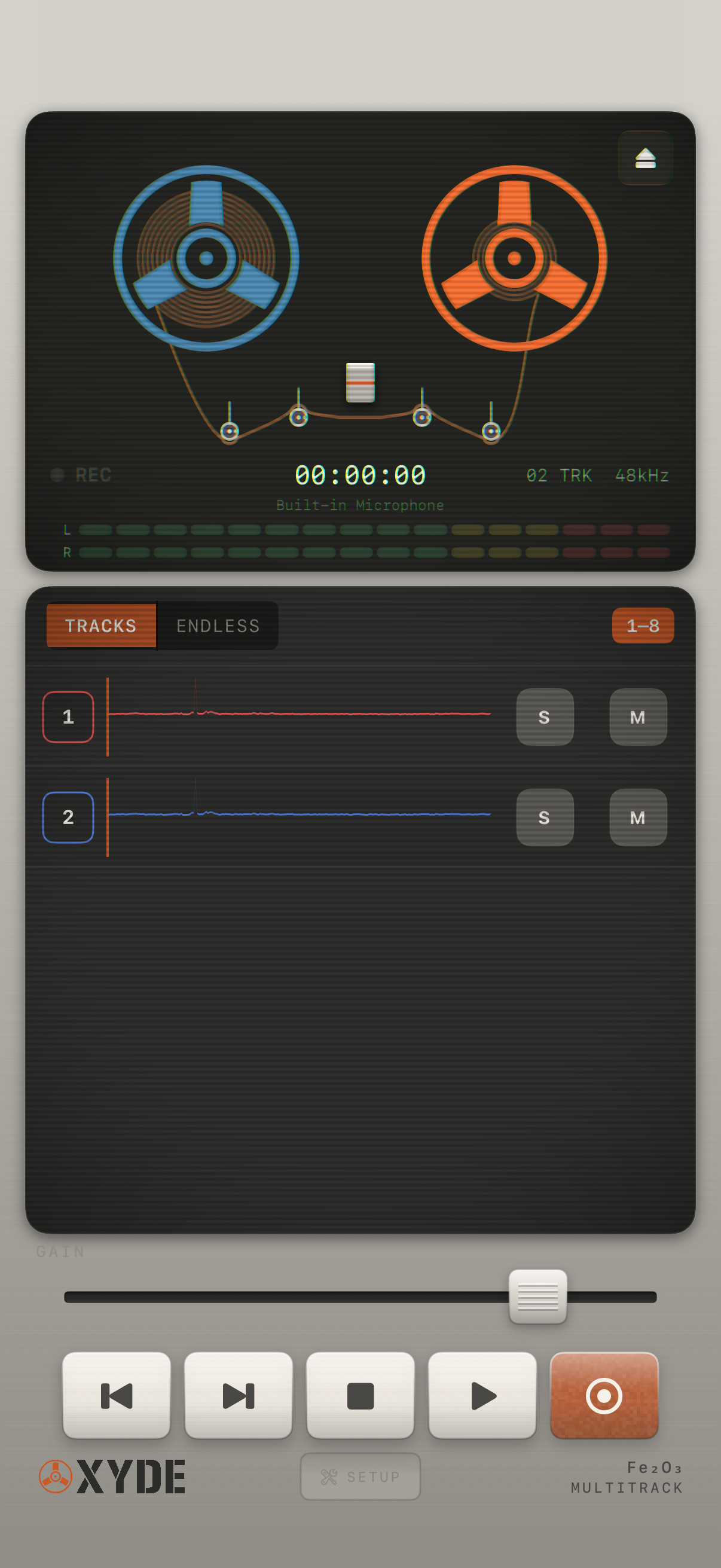 Oxyde with two tracks laid down