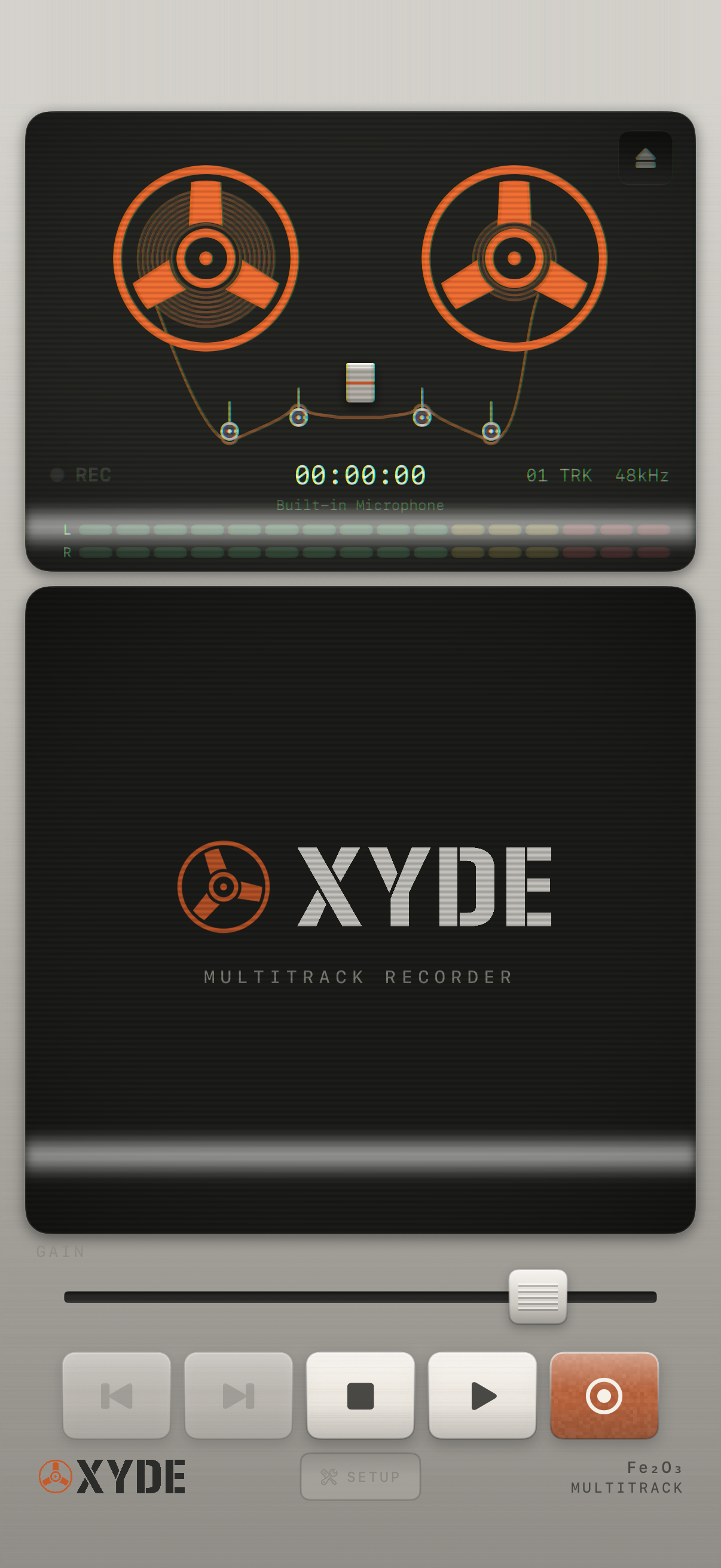 Oxyde multitrack recorder start screen